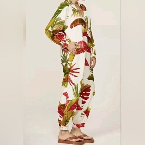 FARM Rio Spring Forest Leaf Print Jumpsuit Small - Picture 3 of 14